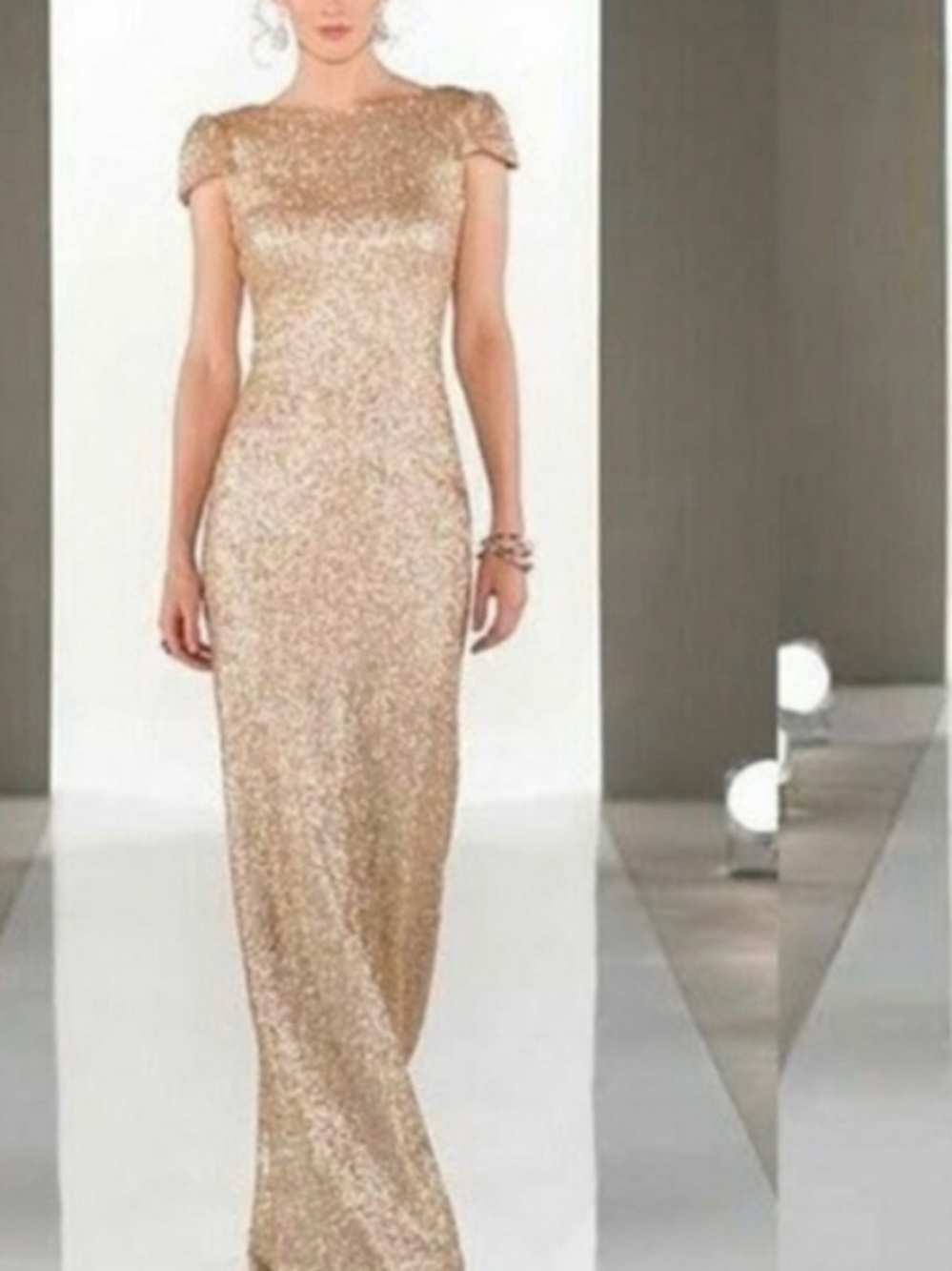 SORELLA VITA Rose Gold Sequin Backless Evening Gown